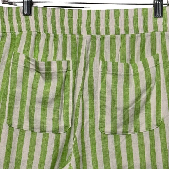 Old Navy Linen Blend Green White Striped Casual Lagenlook Pull On Shorts - Picture 9 of 12